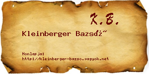 Kleinberger Bazsó névjegykártya